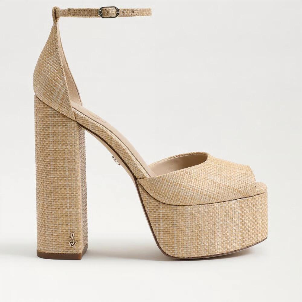NEW SAM EDELMAN women's kori platform heels in beechwood